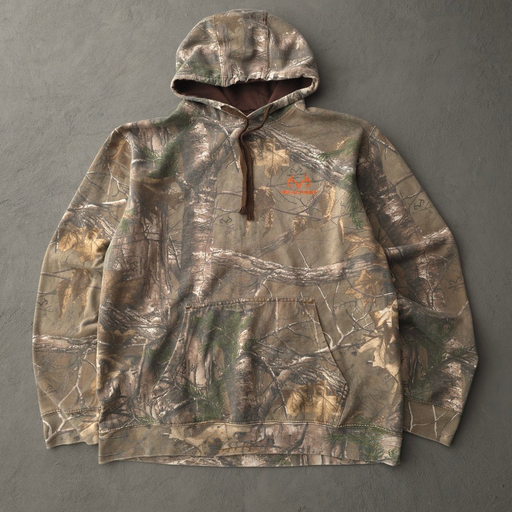 2010s Realtree Brown Camouflage Hoodie Large PH2143
